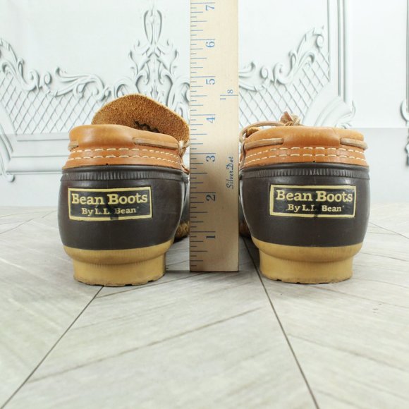 LL Bean Brown Leather Gumshoe Low Moccasin Duck Boots Size 8 Medium - Picture 6 of 10